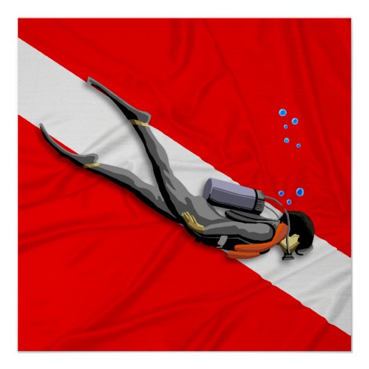 Taucherflagge Poster (Vorderseite)