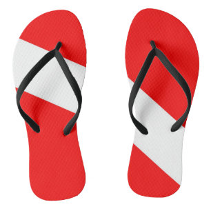 Taucherflagge rotes diagonales Tauchsymbol Badesandalen