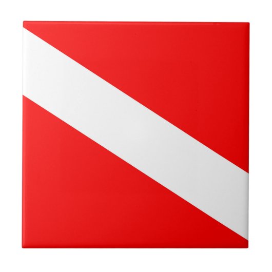 Taucherflagge rotes diagonales Tauchsymbol Fliese (Vorderseite)