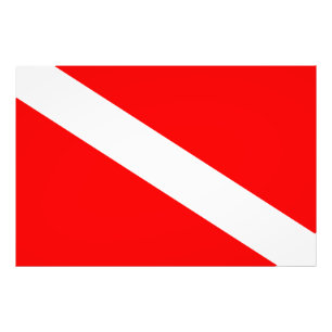 Taucherflagge rotes diagonales Tauchsymbol Fotodruck