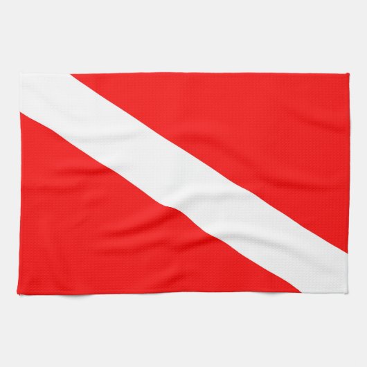 Taucherflagge rotes diagonales Tauchsymbol Geschirrtuch (Horizontal)