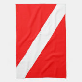 Taucherflagge rotes diagonales Tauchsymbol Geschirrtuch (Vertikal)