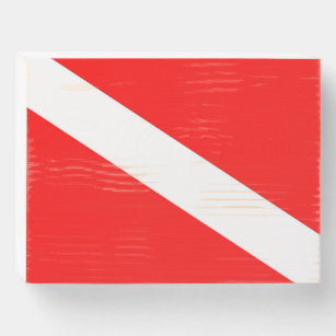 Taucherflagge rotes diagonales Tauchsymbol Holzkisten Schild