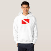 Taucherflagge rotes diagonales Tauchsymbol Hoodie (Vorne ganz)