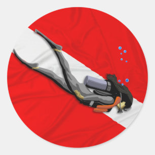 Taucherflagge Runder Aufkleber