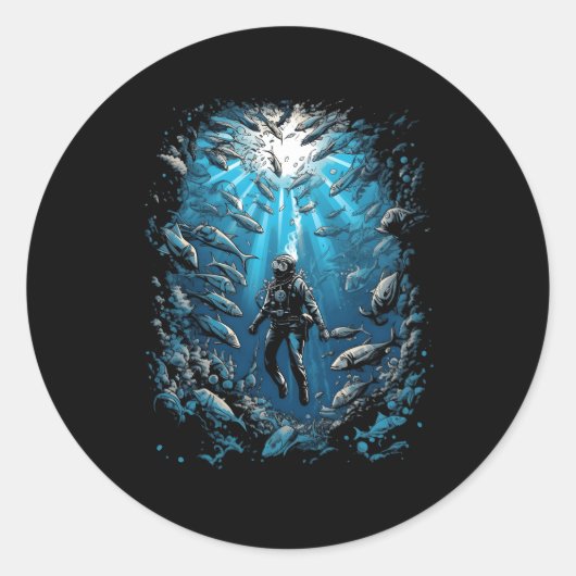 Taucherhaie Tiefseetauchen Runder Aufkleber (Vorderseite)