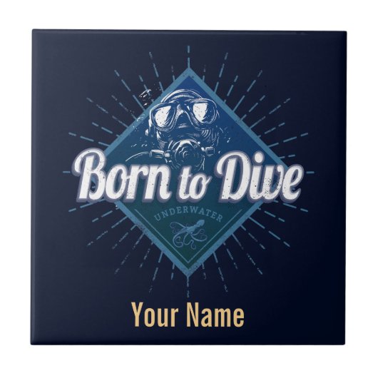 Taucherretro Scuba Diving School Vintag Ocean Fliese (Vorderseite)