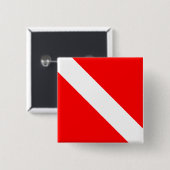 Tauchertaucher unter Flagge Button (Vorne & Hinten)