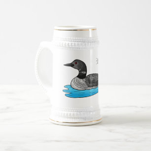 Tauchervogel Cartoon-Illustration  Bierglas