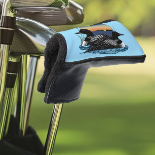 Tauchervogel-Paar Sonnenuntergang Blauer See Wildt Golf Headcover