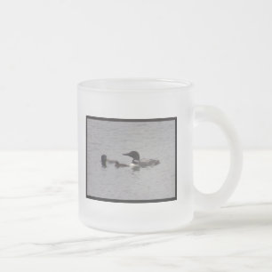 Tauchervogelfamilie beim Fangen von Elritzen Frost Mattglastasse