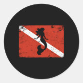 Tauchfahne Mermaid Scuba Runder Aufkleber (Vorderseite)