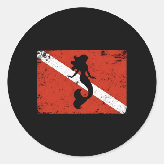 Tauchfahne Mermaid Scuba Runder Aufkleber (Vorderseite)