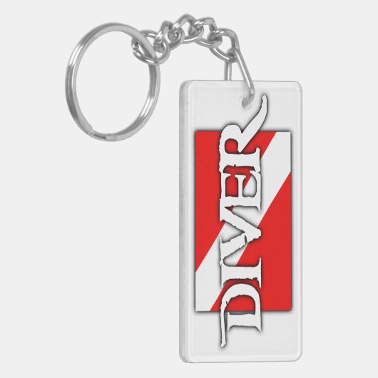 Tauchflagge im Piratenstich Schlüsselanhänger (Vorderseite links)