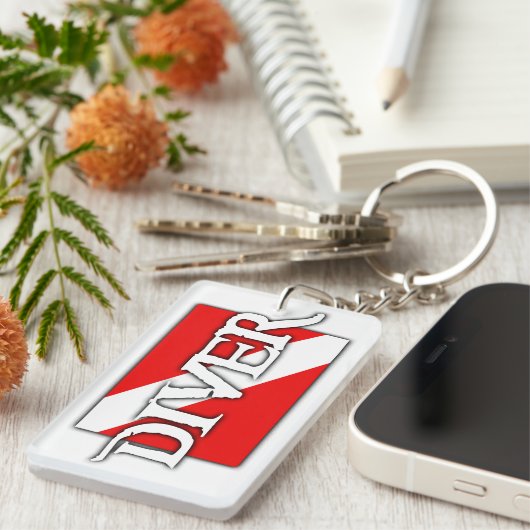 Tauchflagge im Piratenstich Schlüsselanhänger (Vorderseite rechts)