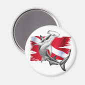 Tauchflagge mit Hammerhead Haitaucher unten Magnet (Vorderseite/Rückseite)