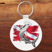 Tauchflagge mit Hammerhead Haitaucher unten Schlüsselanhänger (Vorderseite)