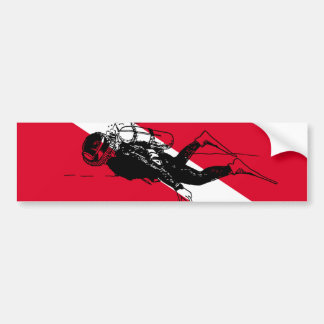Tauchflagge mit Retro-Taucher-Illustration Autoaufkleber