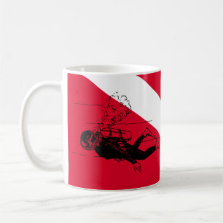 Tauchflagge mit Retro-Taucher-Illustration Kaffeetasse