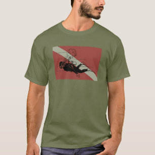 Tauchflagge mit Retro-Taucher-Illustration T-Shirt