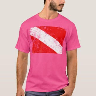 Tauchflagge Vintage Abgetragenes Tauchen T-Shirt