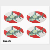 Tauchflaggenhai Ovaler Aufkleber (Blatt)