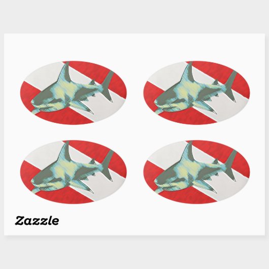 Tauchflaggenhai Ovaler Aufkleber (Blatt)