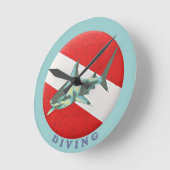 Tauchflaggenhai Runde Wanduhr (Winkel)