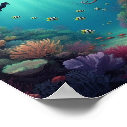 Tauchflecken und Meereskreatur Poster (Ecke)