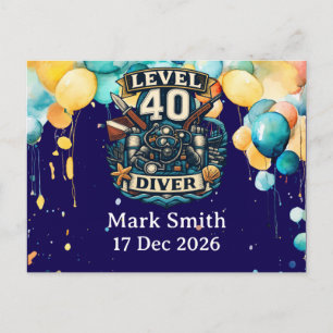 Tauchgang 40. Geburtstag Postkarte