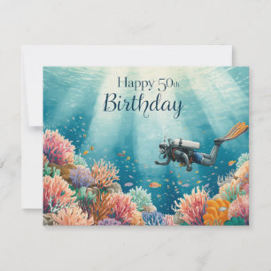 Tauchgang 50. Geburtstag Unterwasser-Geburtstagska Karte
