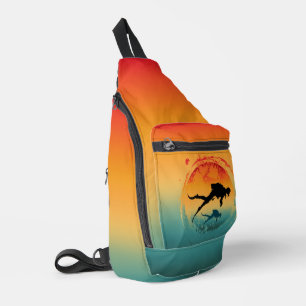 Tauchgang beim Sonnenuntergang im Ozean Crossbody Bag