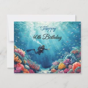 Tauchgang zum 40. Geburtstag - Unterwasser-Geburts Karte