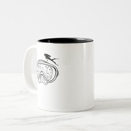 Tauchgoogles in Schwarz Zweifarbige Tasse (Vorderseite Links)