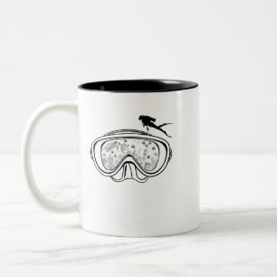 Tauchgoogles in Schwarz Zweifarbige Tasse