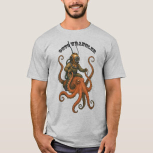 Tauchhelm-Diver auf einem riesigen Oktopus reitend T-Shirt
