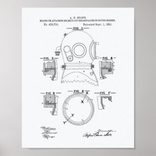 Tauchhelme 1891 Weißbuch zum Thema "Patent Art" Poster