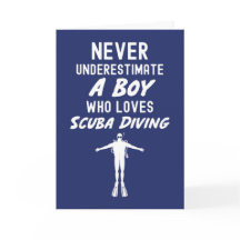 Tauchkarten in Marineblau für Jungen Taucher Ozean