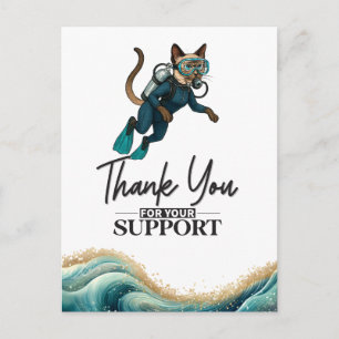 Tauchkatze-Tauchanzug Blau Nass Postkarte