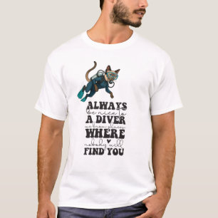 Tauchkatze Tauchen Blauer Nassanzug T-Shirt