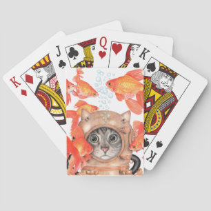 Tauchkatze unter den Fischen Spielkarten
