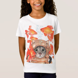 Tauchkatze unter den Fischen T-Shirt