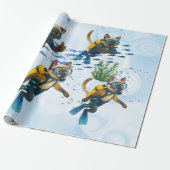 Tauchkatzen tauchen unter Wasser Geschenkpapier (Ungerollt)