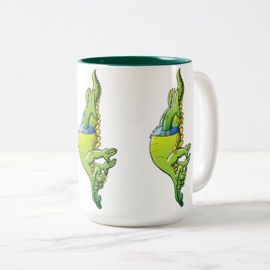 Tauchkrokodil Zweifarbige Tasse (VorderseiteRechts)