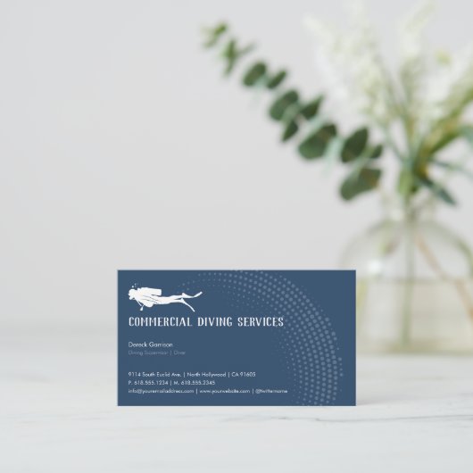 Tauchlehrer | Frogman | Scuba Business Card Visitenkarte (Stehend Vorderseite)
