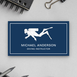 Tauchlehrer für Navy Blue und White Scuba Visitenkarte