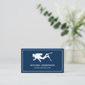 Tauchlehrer in blau und weiß visitenkarte (Stehend Vorderseite)