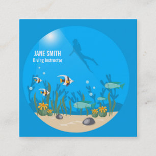 Tauchlehrer Tiefseetauchen Quadratische Visitenkarte
