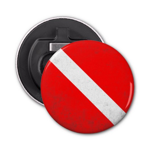 Tauchsport, American Diver Down Flag SCUBA Flaschenöffner (Vorderseite)