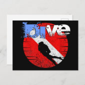 Tauchsport, American Diver Down Flag SCUBA Postkarte (Vorne/Hinten)